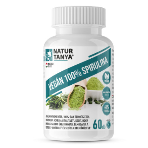 Natur Tanya® Vegán 100% Spirulina 500mg 60 tabletta, adalékanyagmentes mikroalga