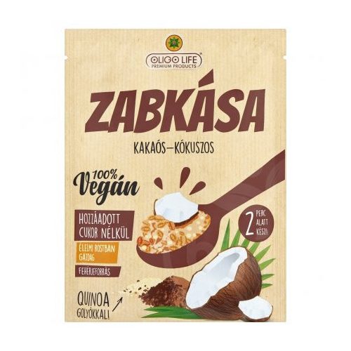 Oligolife vegán zabkása kakaó kókusz édesítőszerekkel 65 g