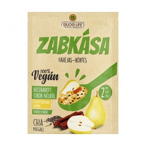 Oligolife vegán zabkása körte fahéj édesítőszerekkel 65 g