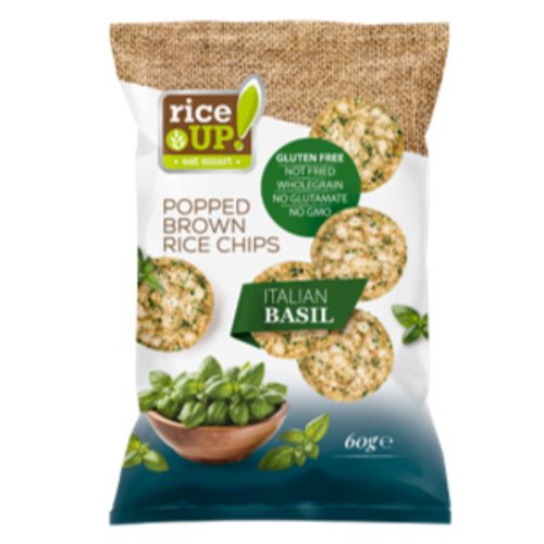 Rice Up barna rizs chips italian basil ízű 60 g